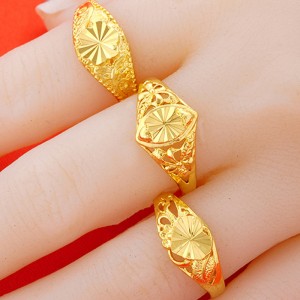 Open brass gold plated female ring 24K gold plated ring