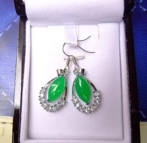 Wholesale Silver Rhodium Plated Jade Quartz Fashion Earrings