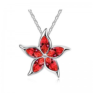 Star fish jewelry necklaces sterling silver 925 jewelry women necklace pendant crystals