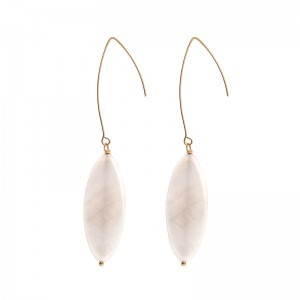 Minimalist Unique Fancy Cream Colored Milky Seashell Dangler Hook Earrings for Women