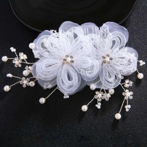 Creative fashion lace flower pearl bride gift wedding alloy headdress hair comb