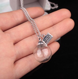 Best Quality New creative wishing dandelion pendant handmade glass ball necklace