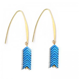 Summer New Hot Trend Colorful Ore Stone Arrow Hook Earrings