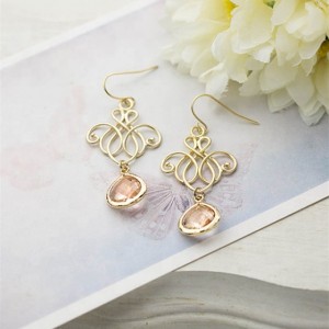 Latest beads design jewelry gold crystal pendant earrings for women