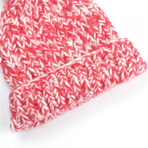 WENZHE Pom Pom Mix Color Cuff Unisex Fashion Winter Blank Plain Ski Custom Knit Beanie