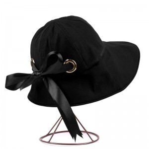 WENZHE Summer Cotton Sun Visor Hat Foldable Bucket Hat With Bow