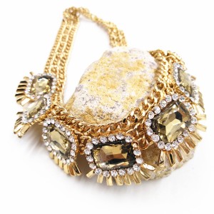 New Design Gold Plated Luxury Crystal Statement Necklace Costume Jewelry Choker Necklaces
