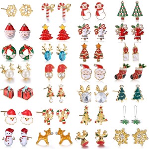 High quality factory direct Christmas earrings Elk Christmas tree earrings cartoon bell Santa Claus earrings