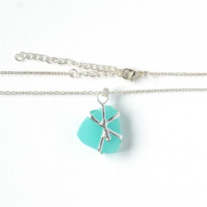 WENZHE Hot Sale New Designs Fashion Jewelry Custom Frosted Sea Glass Necklace Jewelry For Women