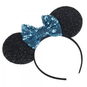 European and American Cute Mouse Ears Headband with Glitter Bow Baby Girl Headband