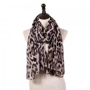 WENZHE Long Casual Animal Pattern Voile Material Leopard Print Shawl Scarf