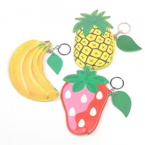 WENZHE Cartoon Fruit PU Pouch Keychain Women Wallet Coin Bag