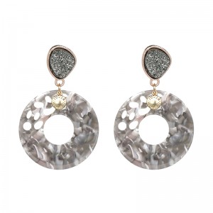 European and American New Design Women Hollow Acrylic Circle Drop Earrings