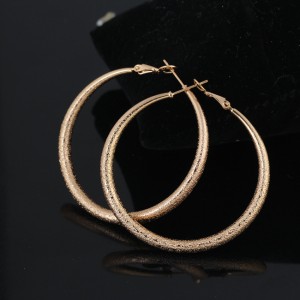 Latest Design Exaggerated Retro Frosted Large 18K Gold Plated Hoop Earrings For Women