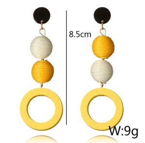 Top Selling Fashion Thread Ball Round Circle Pendant Handmade Boho Earrings