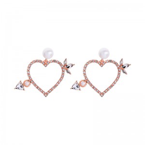 Rose Gold Pearl Heart Stud Earrings Jewelry 2019 Jewelry Gifts