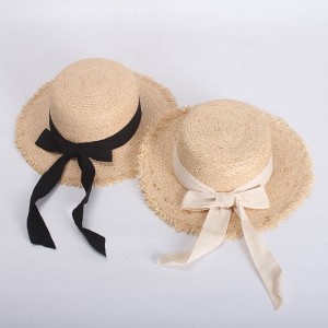 WENZHE Summer Women Straw Wide Brim Beach Bow Sun Hat