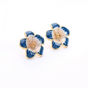 Fresh enamel glaze flower earring studs female temperament Korean fashion earring for woman