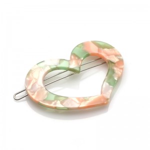 Fashion Wholesale Korean Style Custom Acrylic Heart Shaped Design Hair Clips for Girls