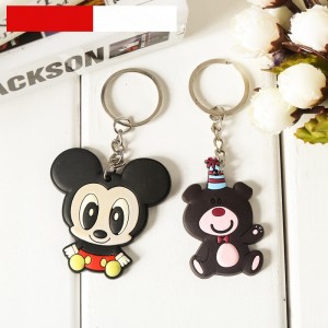 Pvc soft plastic keychain green rubber keychain