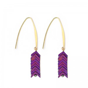 Summer New Hot Trend Colorful Ore Stone Arrow Hook Earrings