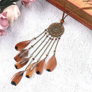 Fashion Feather Necklaces Wholesale Handmade Boho Tassel Necklace