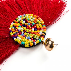 New Fashion Hot Selling Handmade Jewelry Colorful Seed Beads Fan Shaped Tassel Earrings