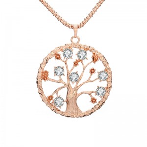 Newest Round Hollow Tree Of Life Necklace Fashion Flower Crystal Tree Of Life Pendant Necklace Women Garment Accessories