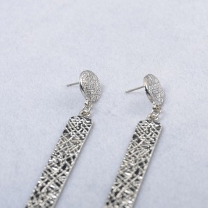 New Design Silver Plated Carving Pattern Drop Earrings