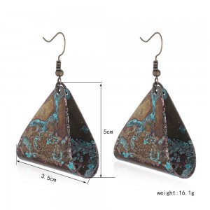 Fashion geometric triangle hollow earrings temperament old metal earrings eardrop female