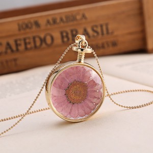 Best Quality Fashion new design Round Gypsophila Dried Flower Necklace Plant Dried Flower Pendant