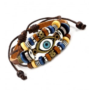 Punk Multilayer Leather Charm Bracelets Men Leather Turkish Jewelry