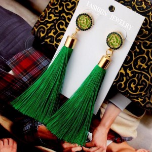 Wholesale girls jewelry accessory multicolor boho flower long tassel earrings