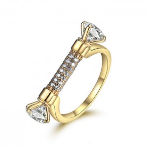 New Style 24K Gold D Shape AAA Cubic Zirconia Paved Wedding Ring