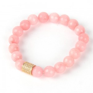 WENZHE Latest Pink Jade Agate Beads Natural Stone Beaded Bracelets For Women Gift