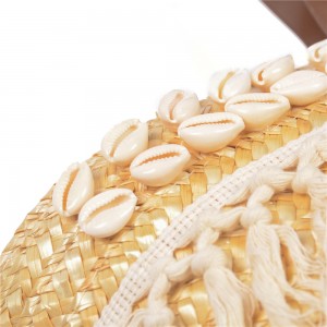 WENZHE New Design Women Handbags Shell Tassel Summer Straw Beach Bag