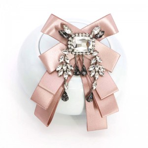 WENZHE European New Wholesale Rhinestone Brooch Exaggerated Female Korean Bow Tie Women Brooch