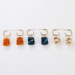 WENZHE Retro amber earrings natural texture resin earring