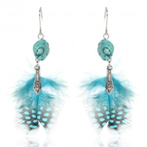 Fashion bohemian jewelry designs new model turquoise feather tassel earrings
