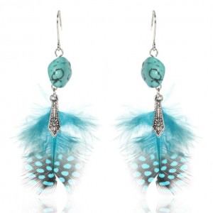 Fashion bohemian jewelry designs new model turquoise feather tassel earrings