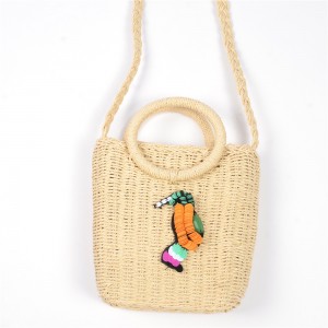 WENZHE New Design Summer Classic Handmade Custom Cartoon Sequins Bird Handbag Tote Crossbody Straw Bag