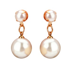 New popular Korean style pearl earrings hypoallergenic simple big pearl drop ladies earrings