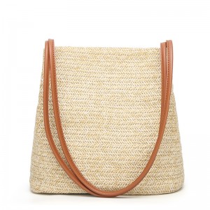 WENZHE Straw Woven Shoulder Tote Shopping Handbag Travel Straw Beach Bag