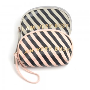 WENZHE Custom Stripe Pattern Letter Cosmetic Bag