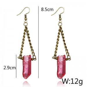 Latest New Products Geometric Triangle Multicolor Crystal Natural Stone Earrings