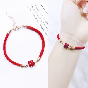 2019 new lucky gold and titanium steel red rope bracelet