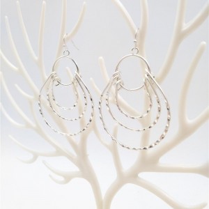 Latest Europe Design Silver Metal Earring Muti Circle Dangle Earring