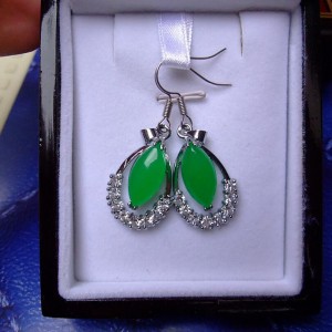 Wholesale Silver Rhodium Plated Jade Quartz Fashion Earrings