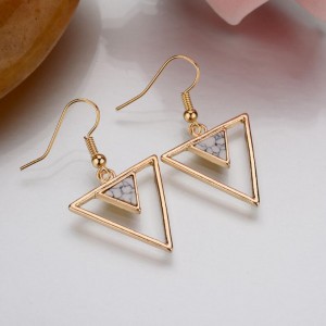 Inlay Triangle Shape Turquoise Metal Base Custom Earring Jewelry Wholesale China
