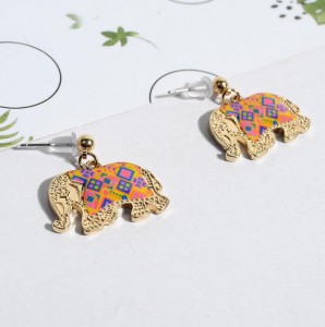 New trend delicate alloy enamel jewelry women elephant earrings